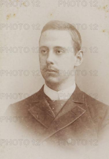 Portrait of a young man, album page, photograph, carte-de-visite, This photo is part of an album.,