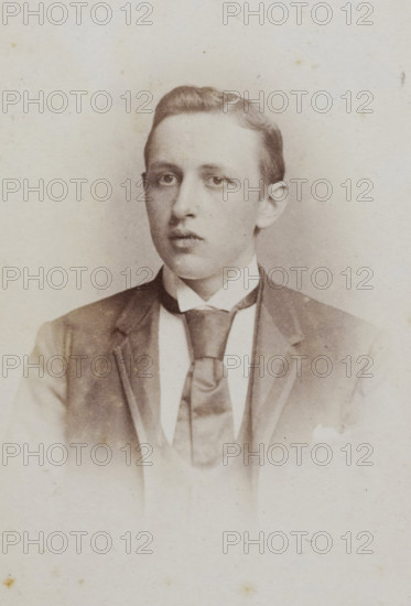 Portrait of a young man, album page, photograph, carte-de-visite, This photo is part of an album.,