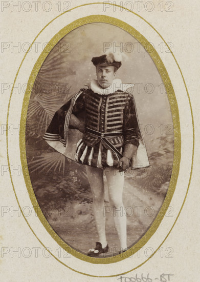 Portrait of Johannes Pieter Stephan Gualthérie van Weezel in costume, album page, photograph,