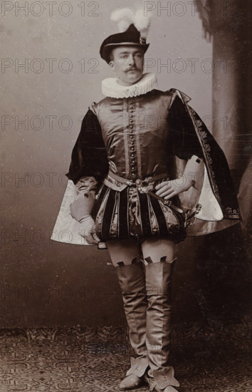Portrait of Cornelis Hoogendijk in costume, album page, photograph, carte-de-visite, This photo is