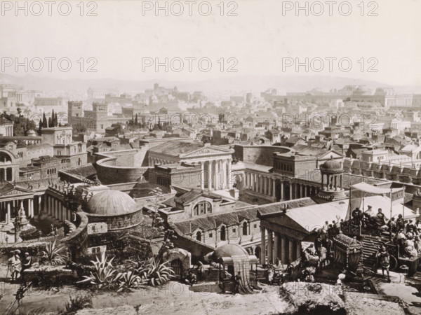 View of ancient Rome: the Forum of Augustus and the Baths of Titus, Forum des Augustus. - Baths of