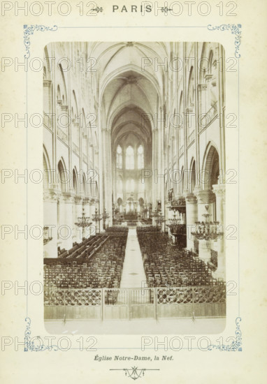 Central nave of Notre-Dame in Paris, Paris - Église Notre-Dame, la Nef, photograph, Part of Photo