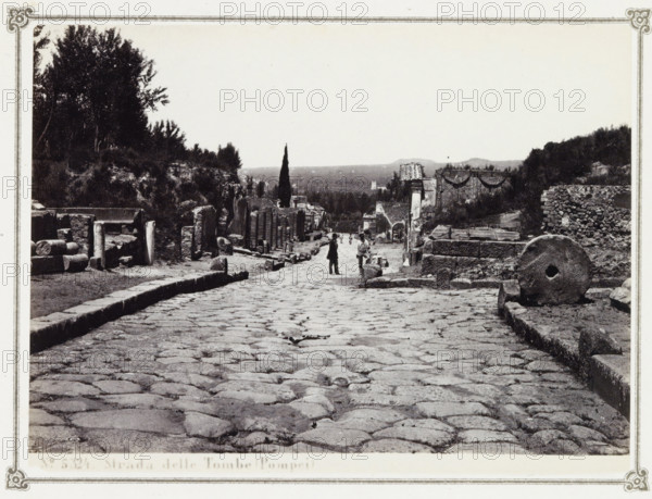 Strada delle Tombe (Pompei), Street with remains of tombs in Pompeii, album page, photograph, Part