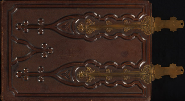 French photo album with 45 portraits, photograph album, slip-in album, Photo album with 50 pages