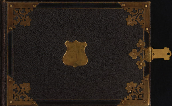 Photo album (empty), photograph album, slip-in album, Photo album with 36 pages with two gold-lined
