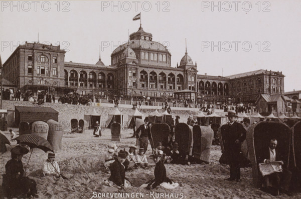 View of the Kurhaus in Scheveningen with bathers in the foreground, Scheveningen - Kurhaus.,