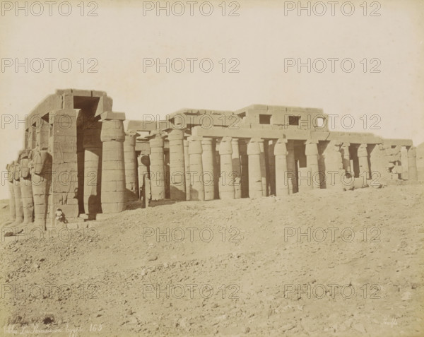 Thebes Le Ramesseum Egypt, Exterior of the Ramesseum in Thebes (Luxor), photograph, Part of Travel