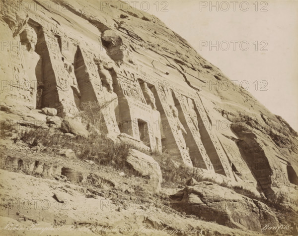 Nubie. Temple d' Abou Simbel, dédie a Athor (Égypt), Temple of Abu Simbel, photograph, Part of