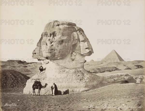Sphinx and pyramids of Giza, Caire, Sphynx et Pyramide, photograph, Part of Travel album with 80