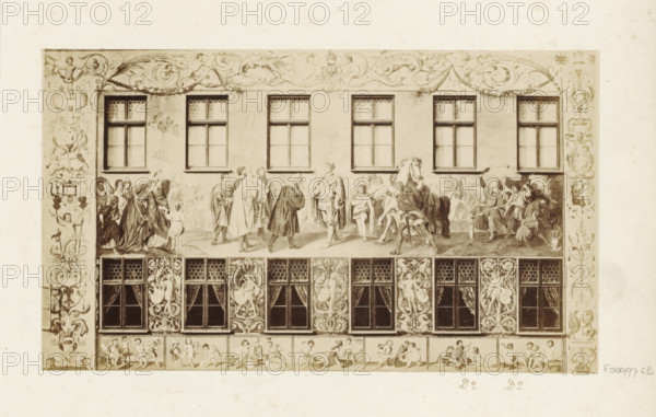 Frescoes on 'The Three Moors House' Augsburg, Fresco on a facade of the former residence of Hans