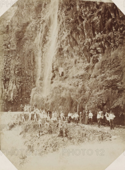 Madeira, Tourist group at a waterfall on Madeira, photograph, Part of Album with 191 photos of a