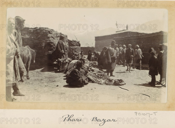 Market in Phari town, Tibet, photograph, Part of Photo album with 24 photos of the journey of army