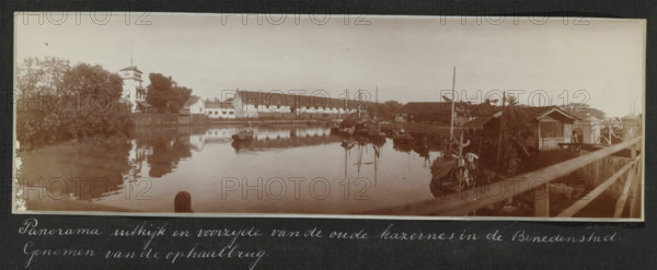 Panorama of the lookout and front of the old barracks in the Lower Town. Taken from the drawbridge