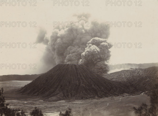 Smoking volcano in the Dutch East Indies, photograph, Part of Travel Album with Forty Photos of the
