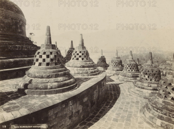 Stupas of Borobudur on Java, photograph, Part of Travel Album with Forty Photos of the Dutch East