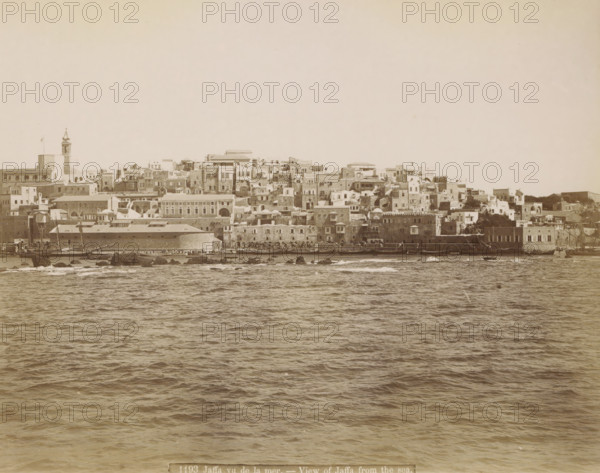 Jaffa, seen from the sea, Jaffa vu de la mer. - View of Jaffa from the sea., photograph, Part of