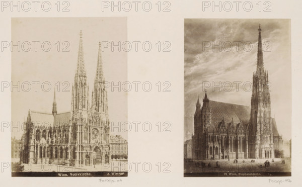 Photo reproduction of (presumably) a painting of St. Stephen's Cathedral in Vienna, Wien,