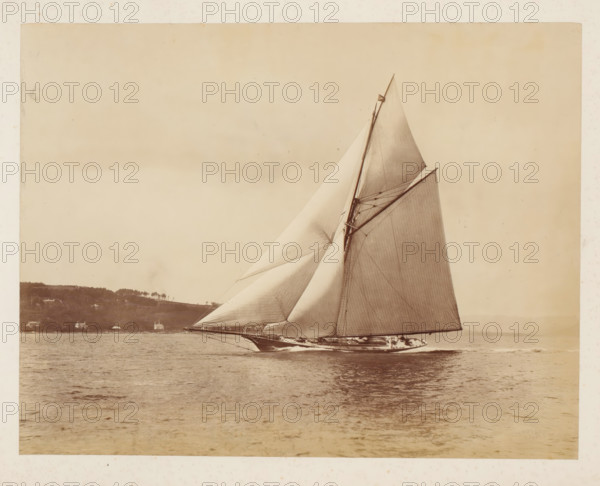 Sailing ship Valkyrie No.1 in the water, album page, photograph, This photo is part of an album.,