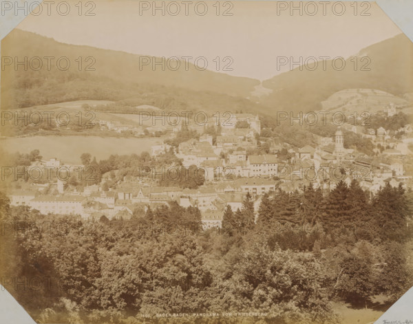 View of Baden-Baden, album page, photograph, This photo is part of an album., annotation: 'Reis