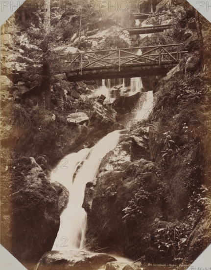 View of the Gertelbach Waterfalls, album page, photograph, This photo is part of an album.,