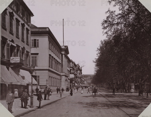 View of the Wilhelmstrasse in Wiesbaden, album page, photomechanical print, This print is part of