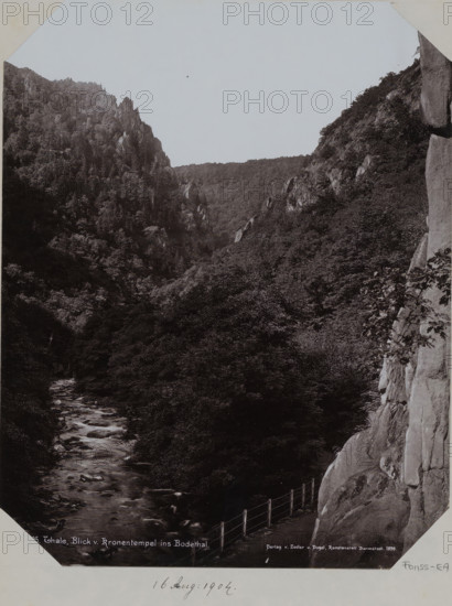 View of the Bodethal in Thale, album page, photomechanical print, This print is part of an album.,