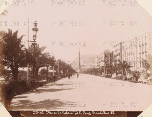 Street view of Paseo de Colón in Barcelona, Paseo de Colon, album page, photograph, This photo is