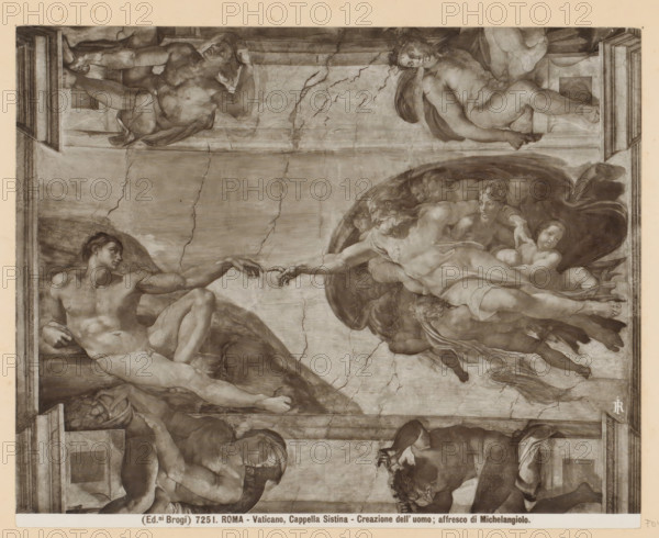 Fresco in the Sistine Chapel in Vatican City, depicting the creation of Adam, ROMA - Vaticano,