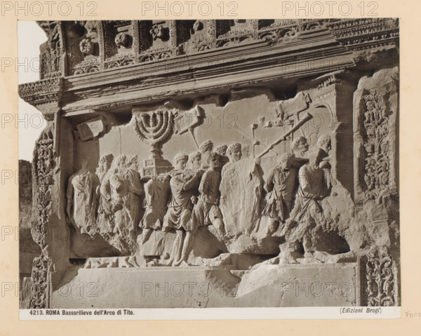 Rome Bas-relief of the Arch of Tito, Bas-relief on the Arch of Titus in Rome, depicting objects