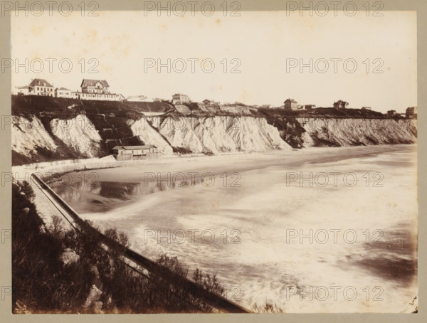 Côte des Basques near Biarritz, album page, photograph, This photo is part of an album.,
