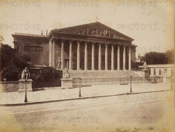 Palais Bourbon in Paris, album page, photograph, This photo is part of an album., inscription: