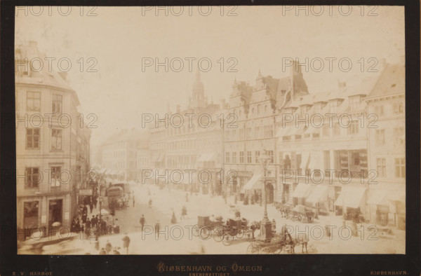 Street view in Copenhagen, Kiøbenhavn og Omegn, photograph, copyright notice: 'eneberettiget.',