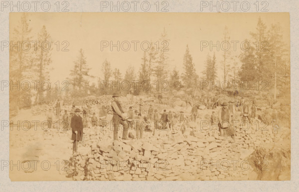 Group of men, possibly miners in Northern Sweden between Luleå and Narvik, photograph, Sweden, 1891