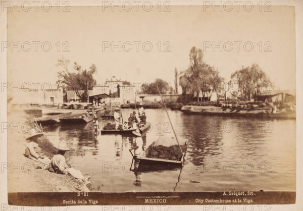 Garita de la Viga, City Customhouse at la Viga, Pramen in the La Viga Canal in Mexico City, Mexico,