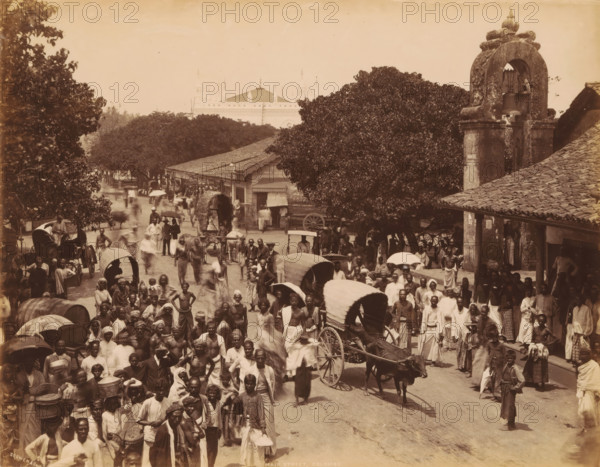 View of the Main Street, Colombo, Sri Lanka, photograph, signature: 'Scowen & Co.', title: 'Main