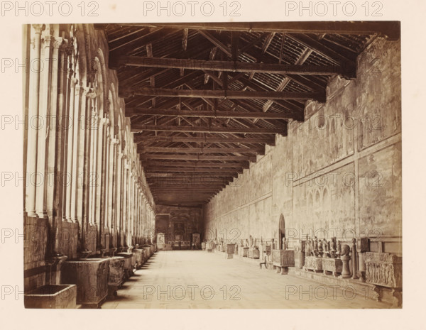 Gallery in the Camposanto in Pisa, Italy, Campo Santo. Galleria delle Cappelle, Pisa, photograph,