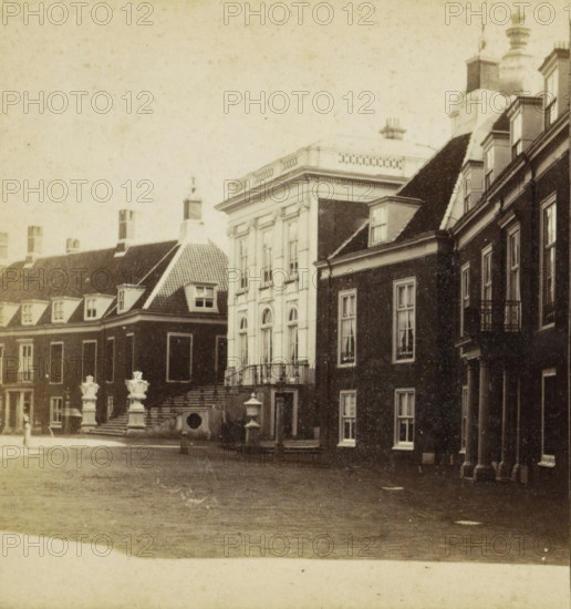 The Hague, Huis ten Bosch, View of Huis ten Bosch Palace in The Hague, stereograph, 1868 - 1890,