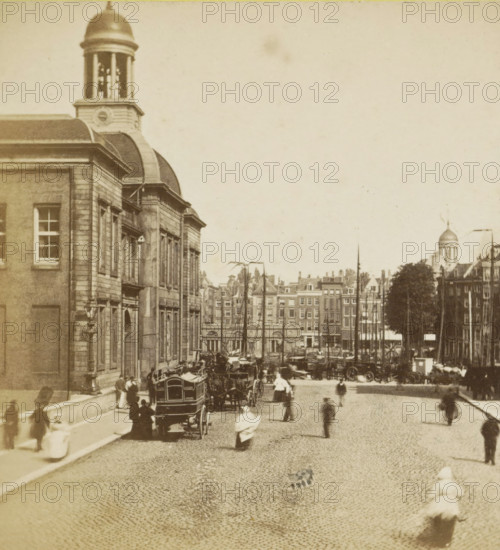 View of the Rotterdam Stock Exchange building, stereograph, inscription: '1.50', inscription: 'No.