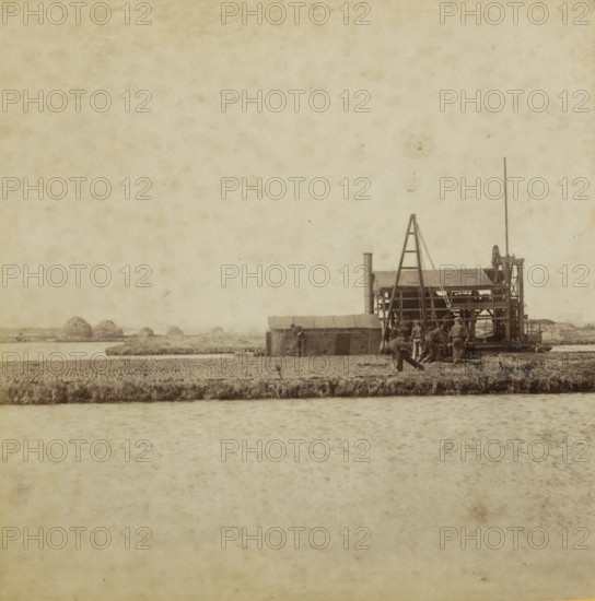 View of a state peat press machine in the low moor southeast of Amsterdam, In the low moor,