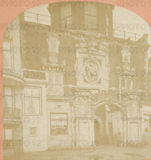 Passage of the Groothoofdspoort in Dordrecht, Dordrecht. La porte du port, stereograph,
