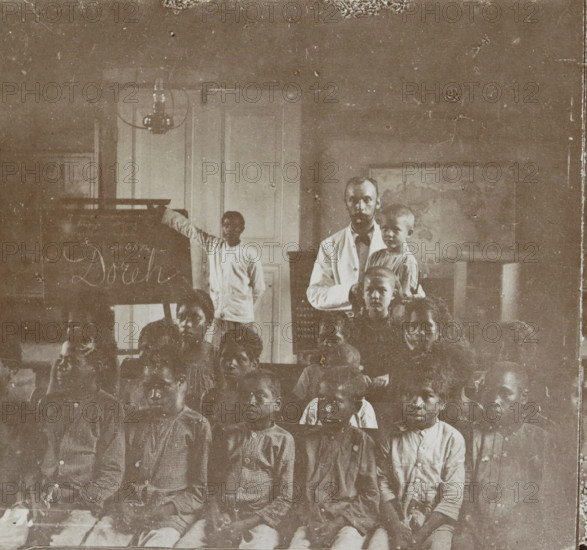 School class with teacher in Manokwari, Indonesia, Dorei. School, Collection D, Geographical