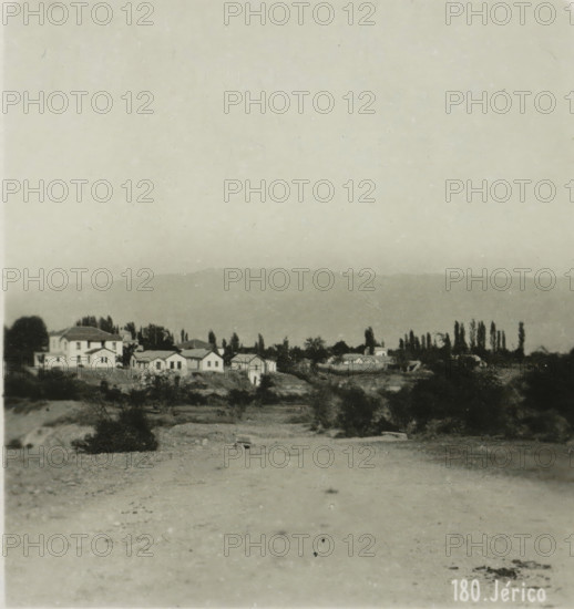 View of Jericho, Jérico, stereograph, address: 'Parklaan 49, HAARLEM, (Holland)', inscription: