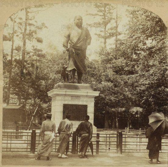 Statue of Takamori Saigo in Uenopark, Tokyo, The Image of Saigo, Japan, stereograph, number: '1580