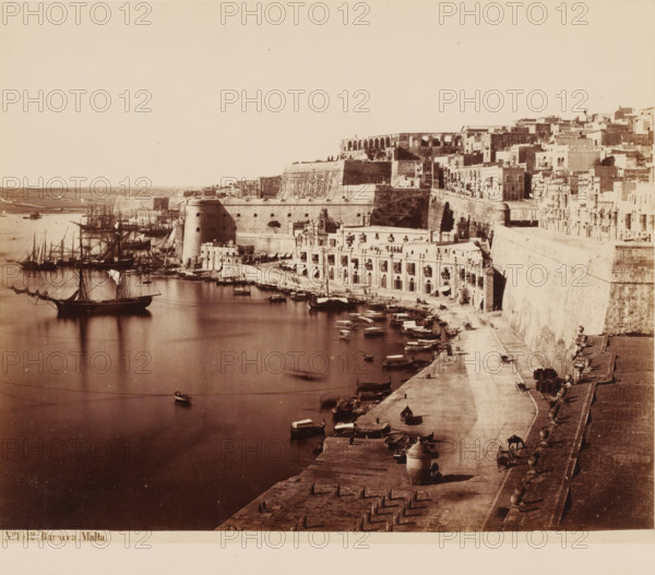 View of the harbor of Malta, Baracca-Malta, photograph, inscription: '(+) Sommer', number: 'No. 1