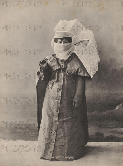 Portrait of an unknown veiled Turkish woman, Turkish lady, photomechanical print, number: '99.',