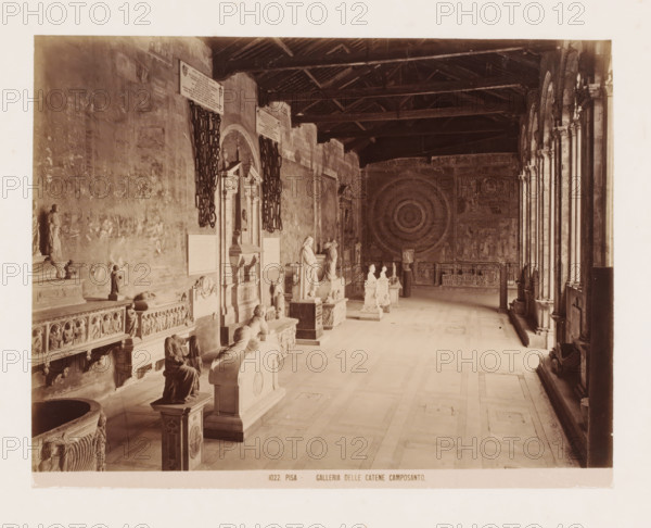 Sculpture gallery in the Camposanto in Pisa, Italy, Galleria delle Catene Camposanto, Pisa,