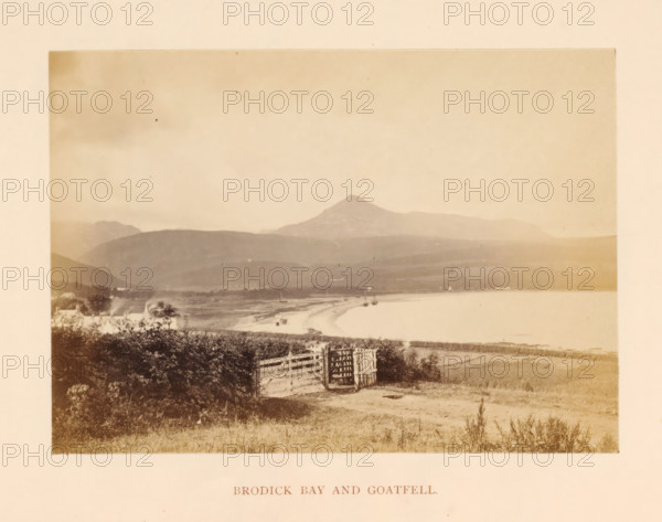 View of Brodick Bay, with Goat Fell in the background, Brodick Bay and Goatfell, photograph, page,