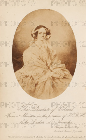 Photo reproduction of a miniature of the Duchess of Orléans, photograph, reproduction, page,
