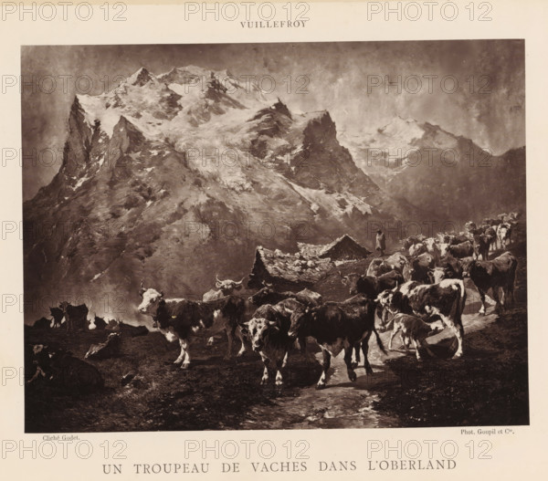 Un troupeau de vaches dans l'Oberland, Photo reproduction of the painting 'Un troupeau de vaches