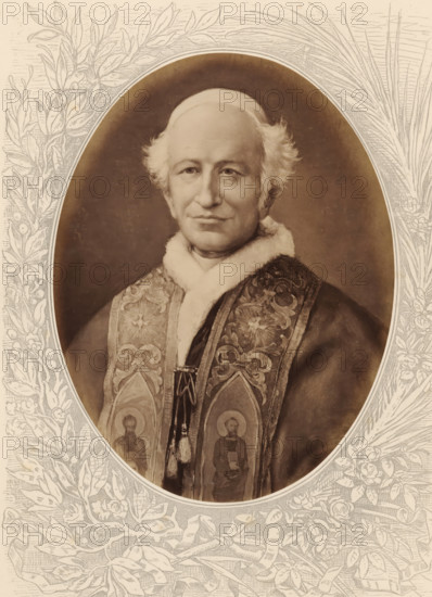Photo reproduction of a painted portrait of Pope Leo XIII, Leo XIII, Papst, photograph,